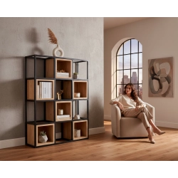 REGAŁ NA KSIĄŻKI METALOWE DREWNO LITE DĄB JESION OLCHA RNK-7